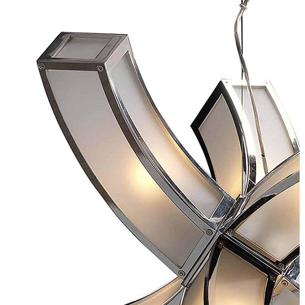 M0398 Duna E27 Pendant 6 arms 6 Light E27 Polished Chrome/White Acrylic