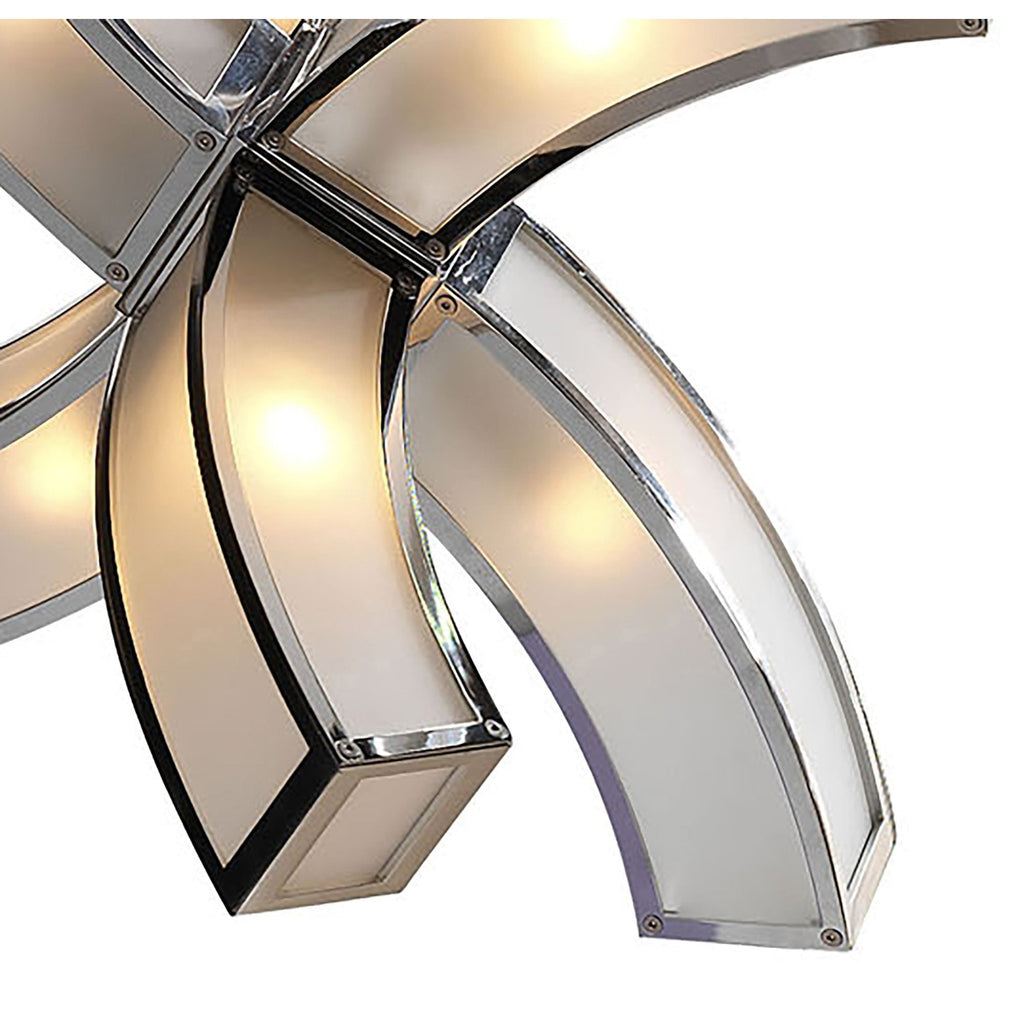 M0398 Duna E27 Pendant 6 arms 6 Light E27 Polished Chrome/White Acrylic