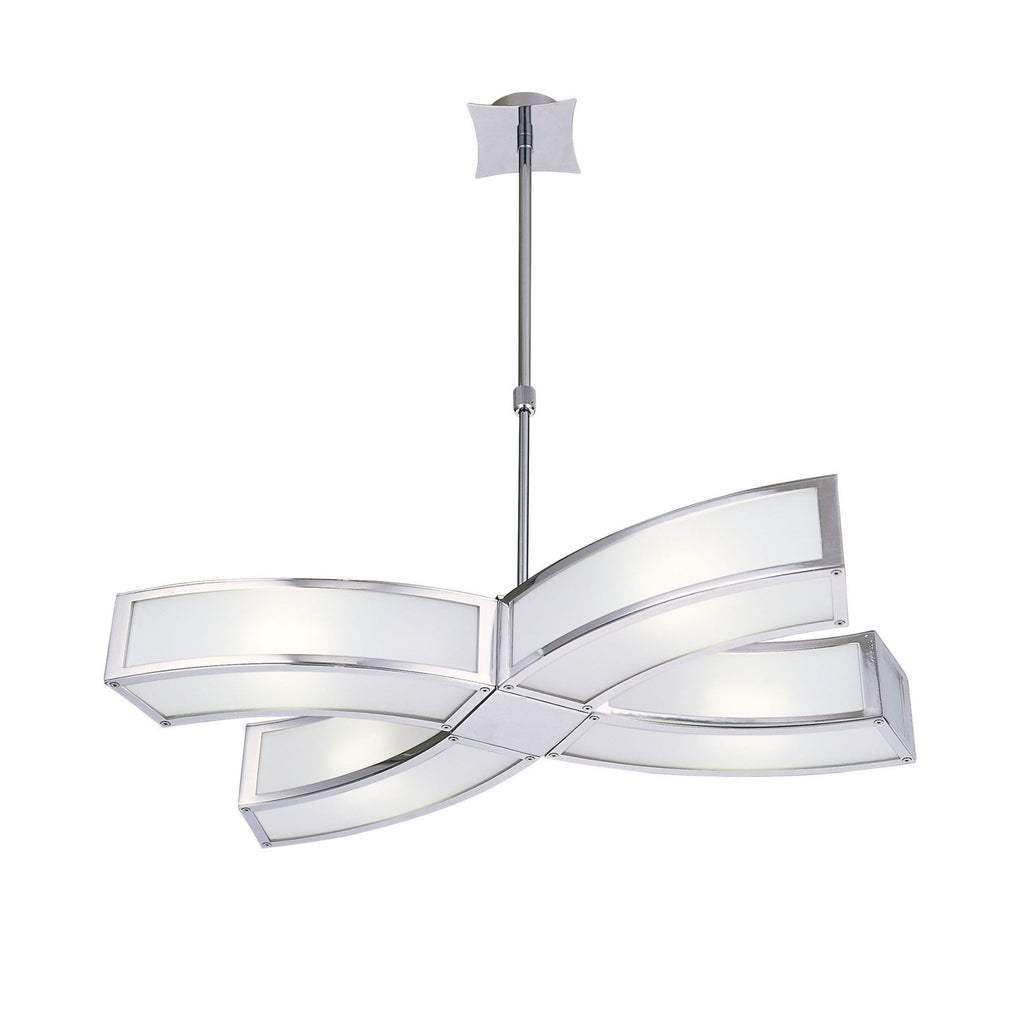 M0404 Duna Rectangular Telescopic Convertible To Semi Flush 4 Light E27 Polished Chrome/White Acrylic