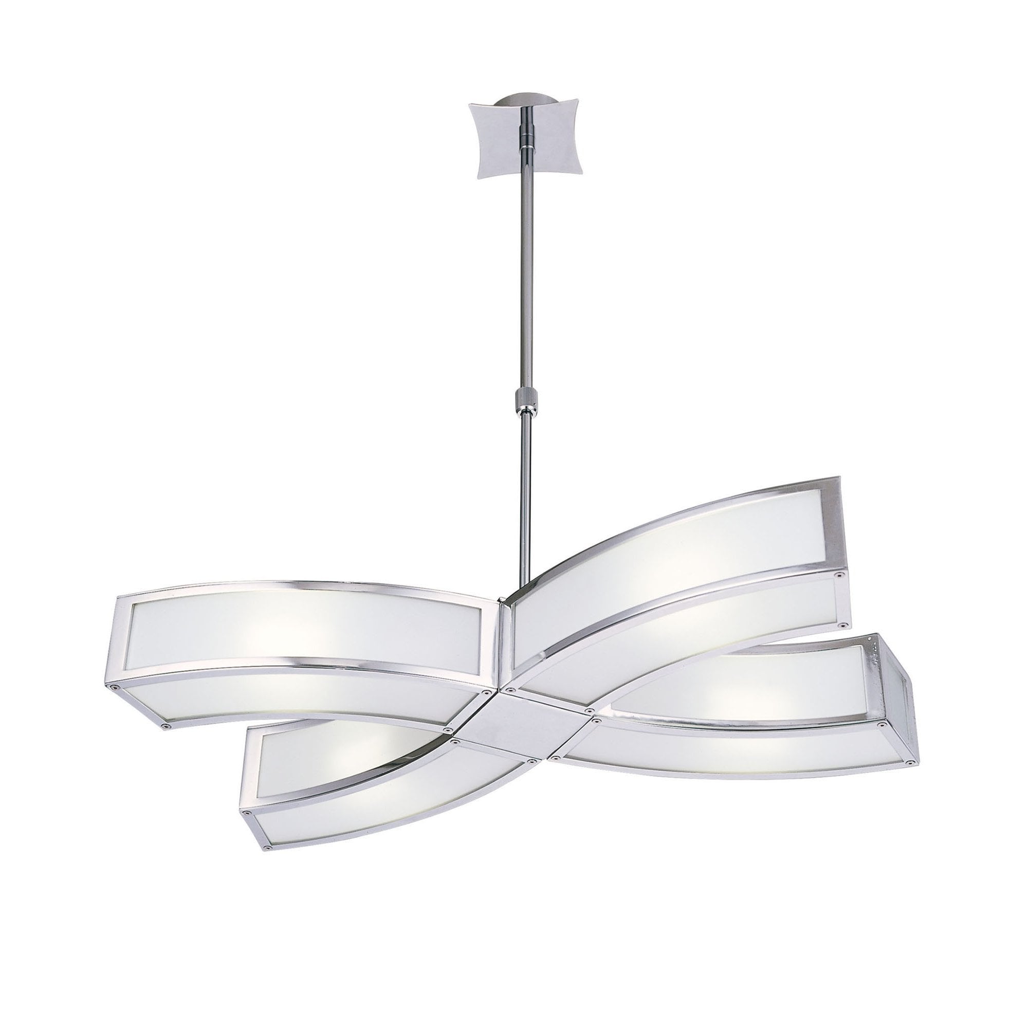 M0404 Duna Rectangular Telescopic Convertible To Semi Flush 4 Light E27 Polished Chrome/White Acrylic