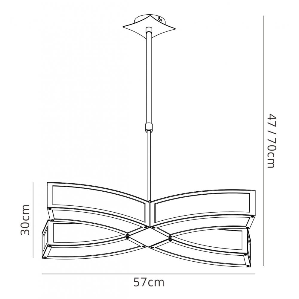 M0404 Duna Rectangular Telescopic Convertible To Semi Flush 4 Light E27 Polished Chrome/White Acrylic