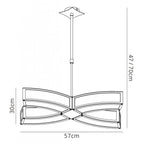 M0404 Duna Rectangular Telescopic Convertible To Semi Flush 4 Light E27 Polished Chrome/White Acrylic