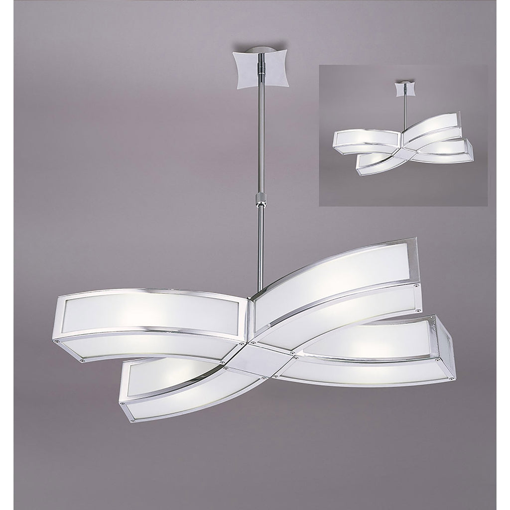 M0404 Duna Rectangular Telescopic Convertible To Semi Flush 4 Light E27 Polished Chrome/White Acrylic