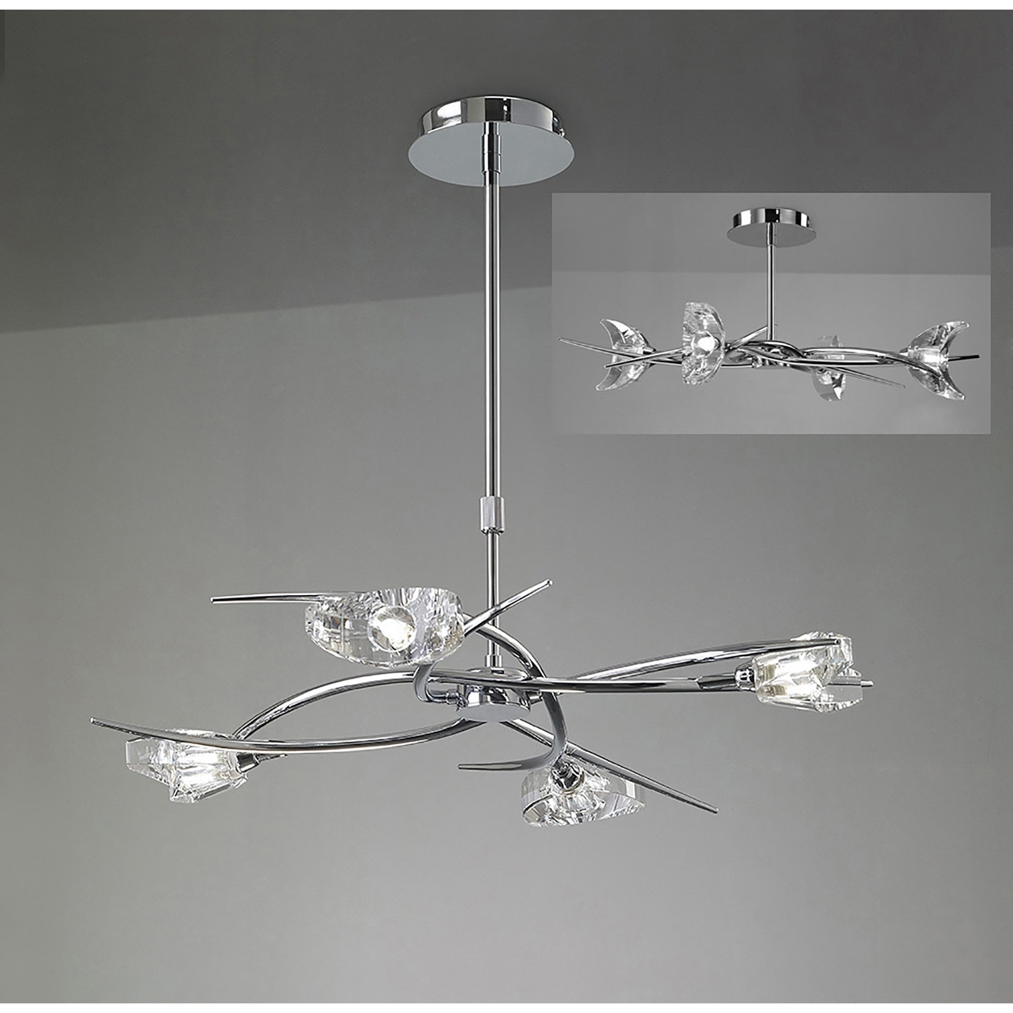 M1453 Eclipse Telescopic Convertible To Semi Flush 4 Light G9 Polished Chrome