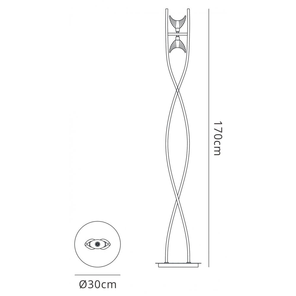 M1463BC Eclipse Floor Lamp 2 Light G9 Black Chrome