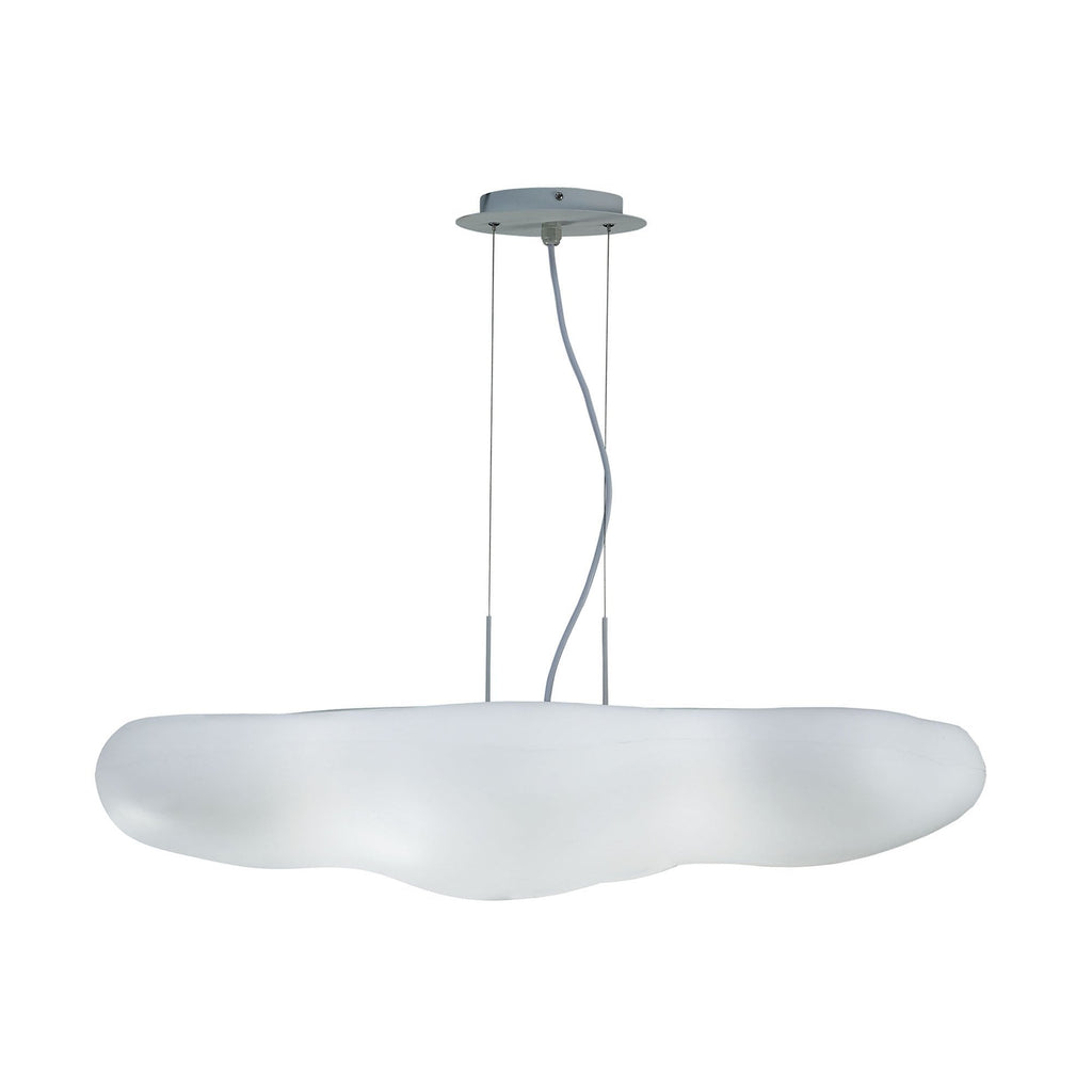 M1880 Eos Outdoor Rectangular Pendant 6 Light E27 Matt White/Opal White