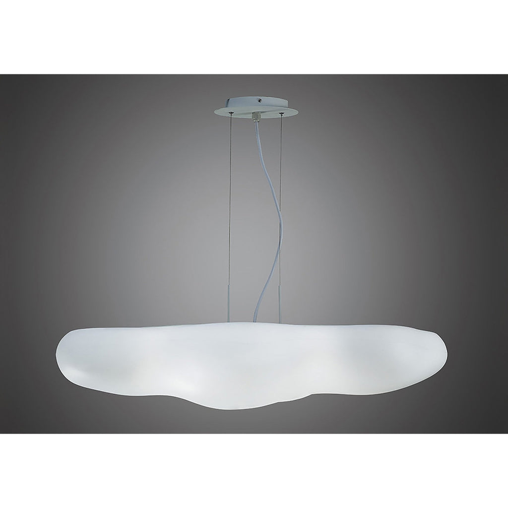 M1880 Eos Outdoor Rectangular Pendant 6 Light E27 Matt White/Opal White