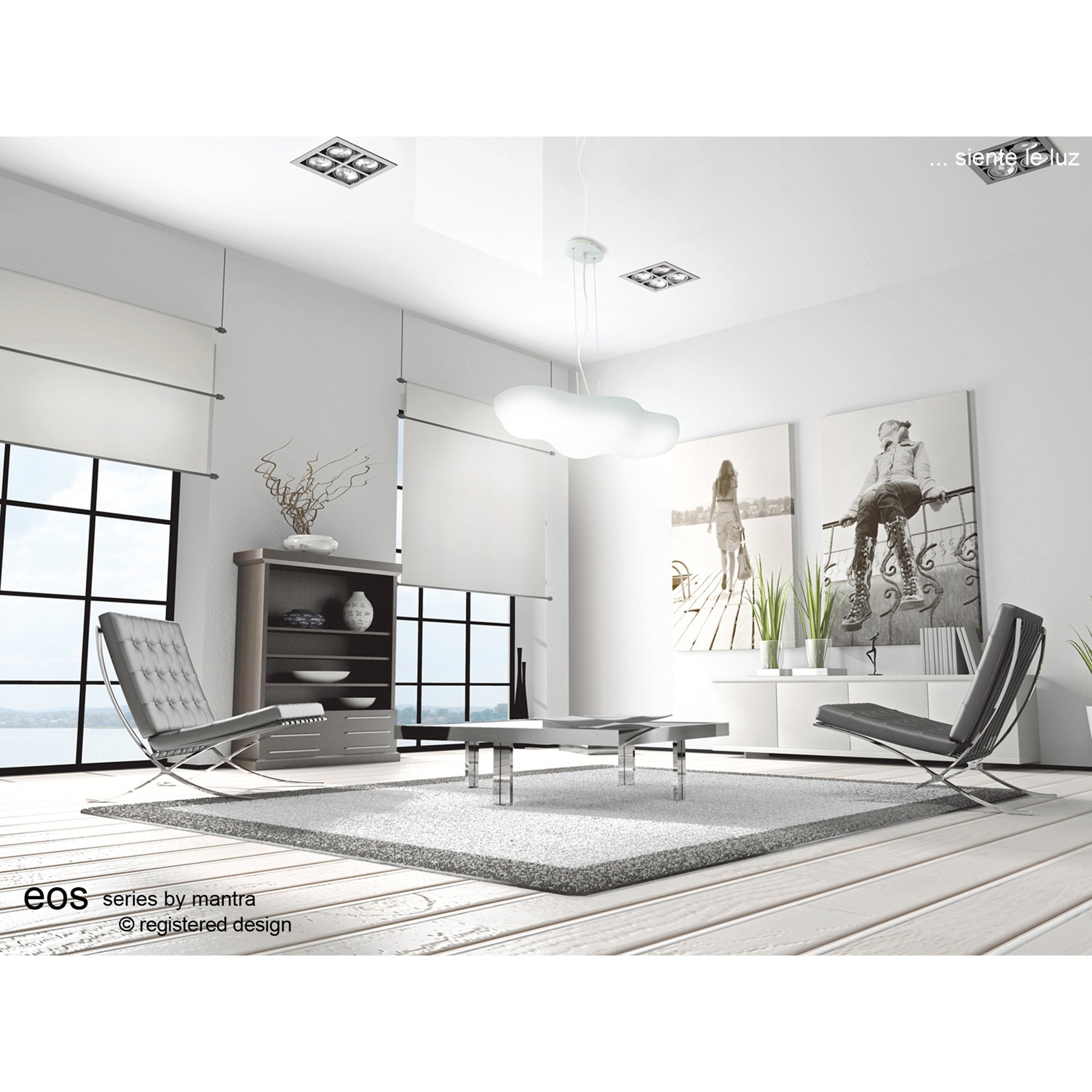 M1883 Eos Outdoor Pendant 4 Light E27 Matt White/Opal White