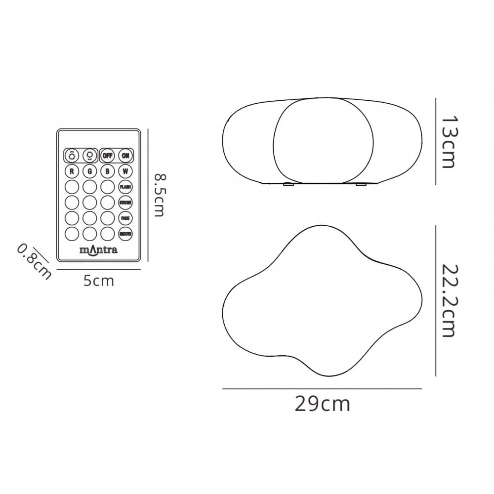 M1886 Eos Outdoor Table Lamp 2W LED RGB Remote Control Opal White