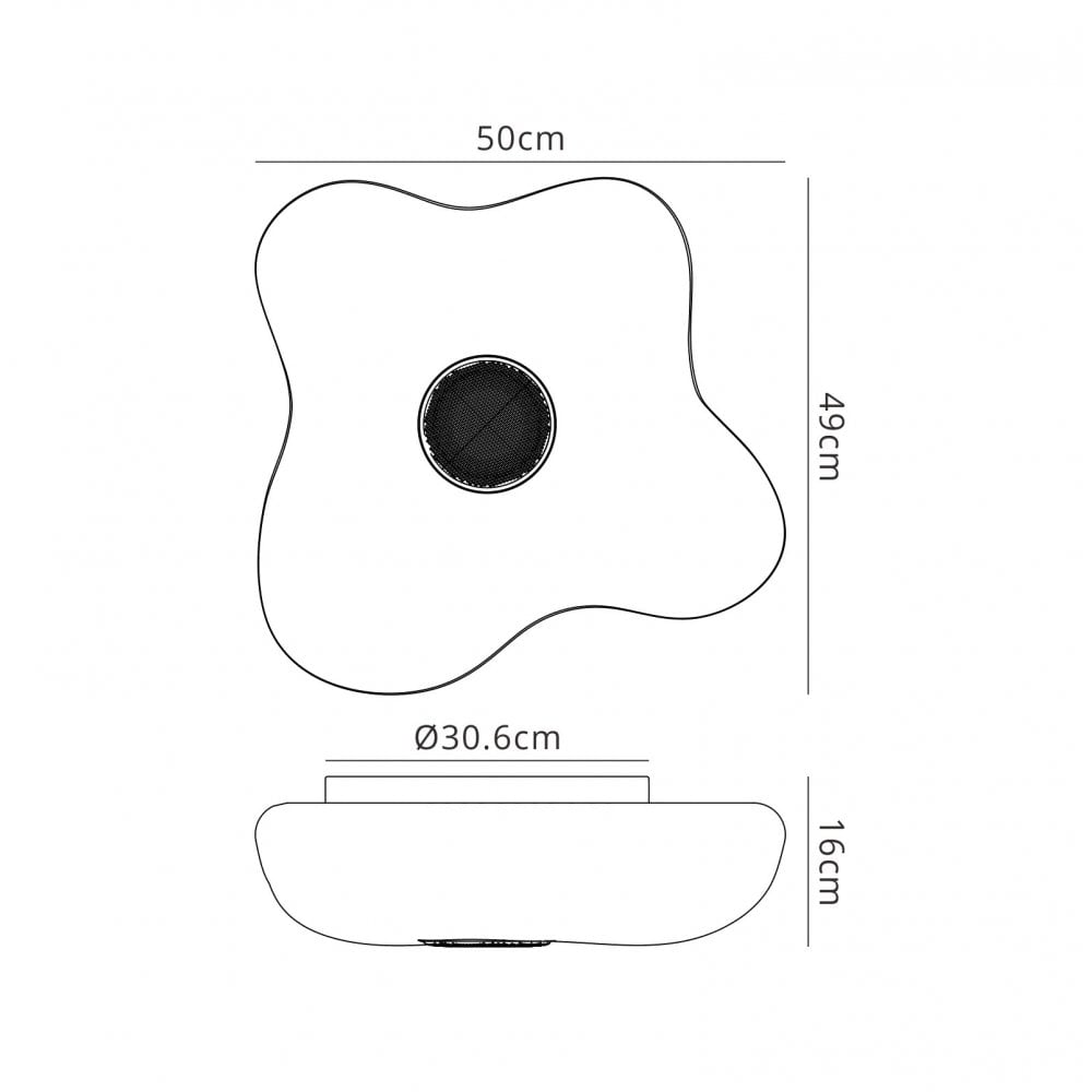 M5874 Eos Music Speaker Flush Ceiling 4 Light E27 Outdoor Opal White