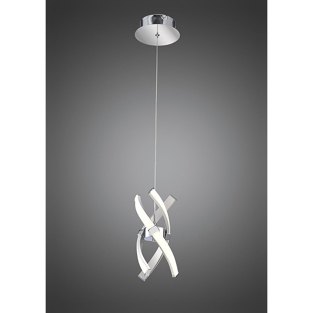M5081 Espirales Pendant 1 Light 12W LED Silver/Frosted Acrylic/Polished Chrome