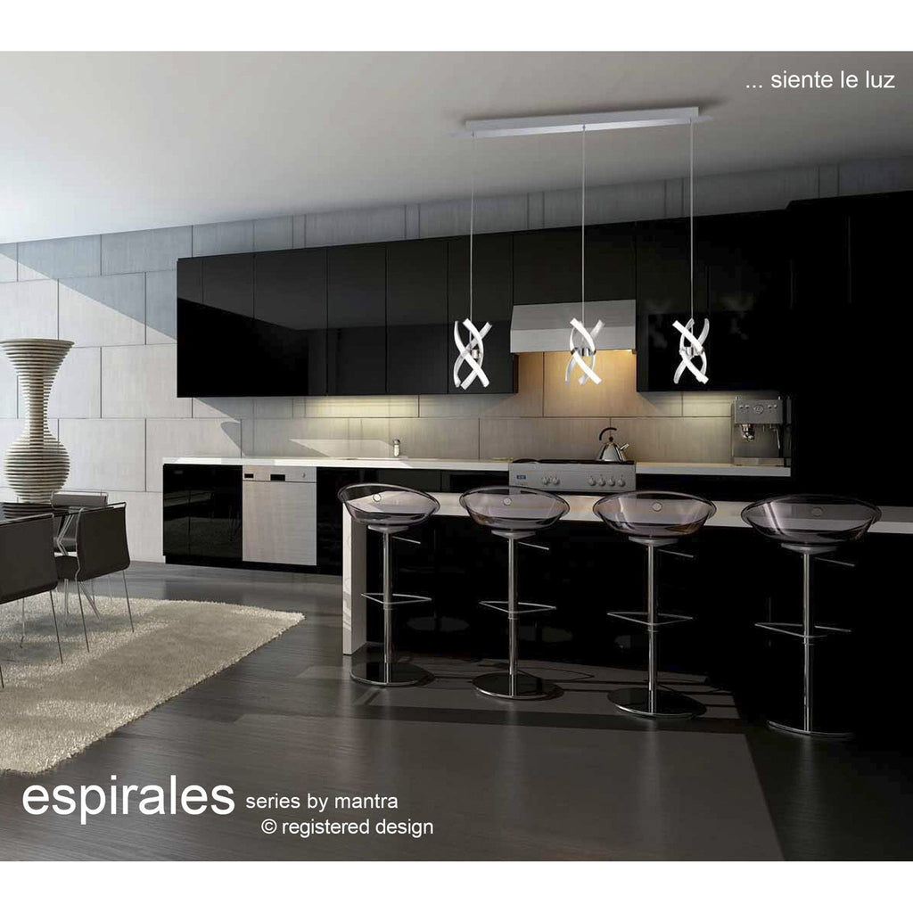 M5081 Espirales Pendant 1 Light 12W LED Silver/Frosted Acrylic/Polished Chrome