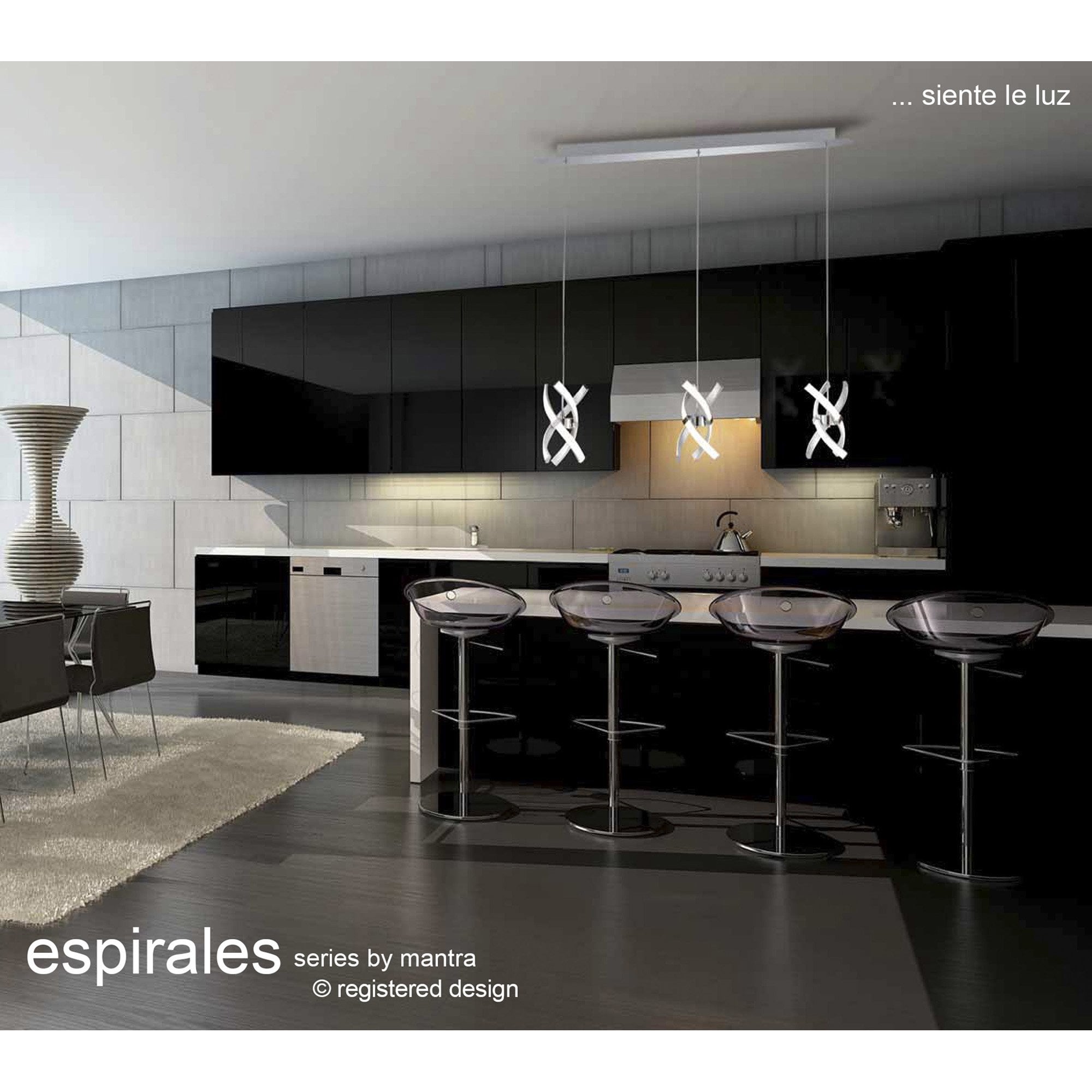 Espirales Pendant 1 Light 12W LED Silver/Frosted Acrylic/Polished Chrome