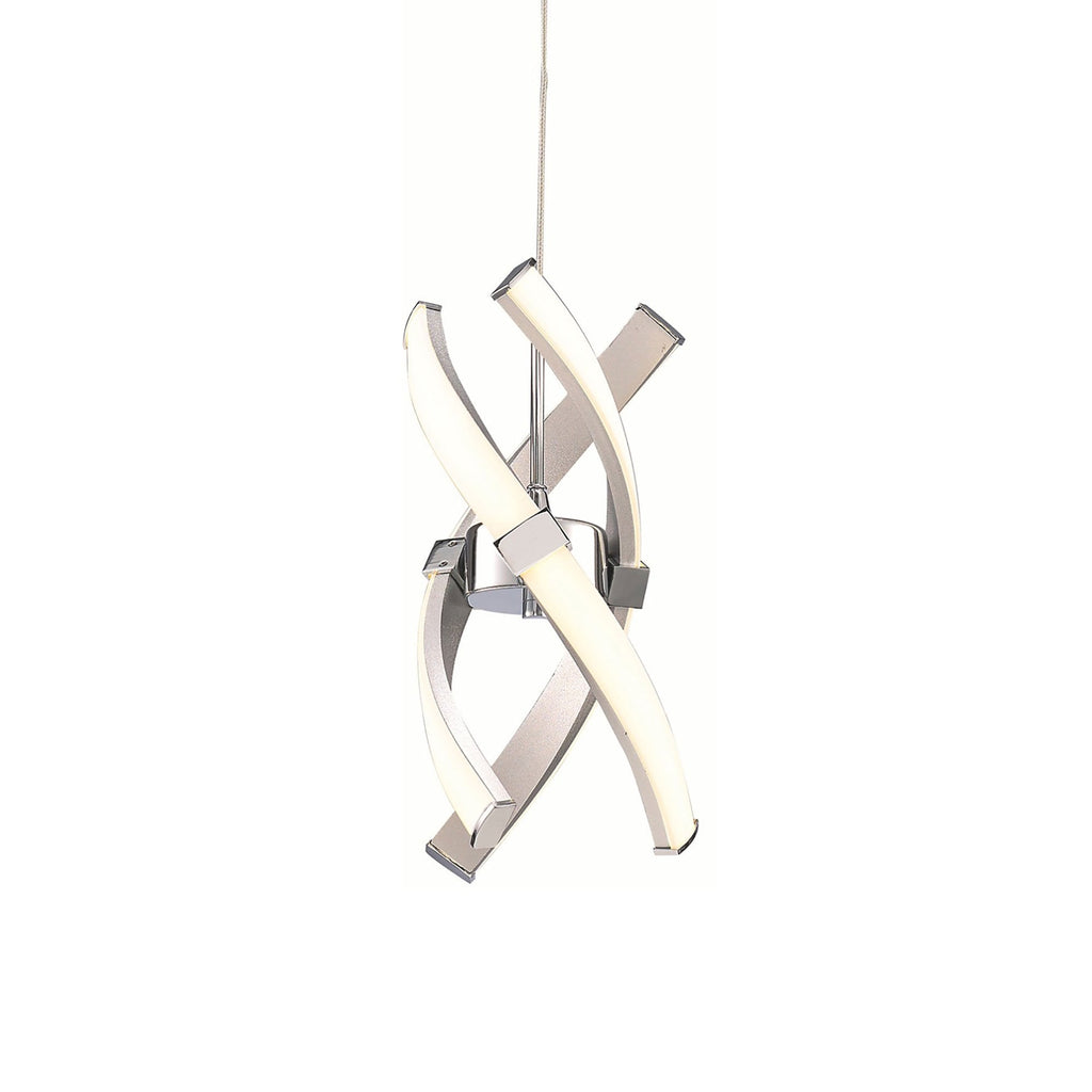 M5081 Espirales Pendant 1 Light 12W LED Silver/Frosted Acrylic/Polished Chrome