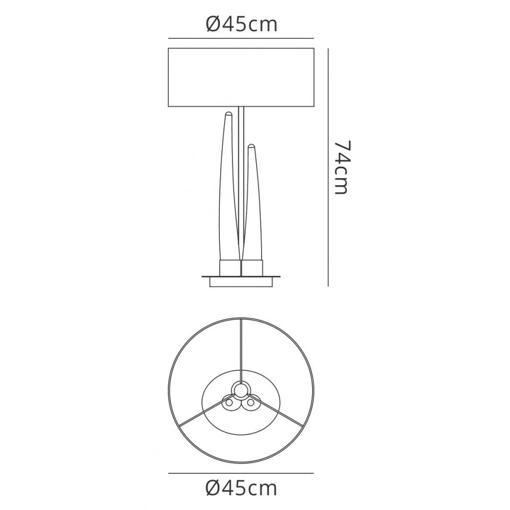 M1683 Estalacta Table Lamp 3 Light GU10 Indoor Silver/Opal White Black Shade