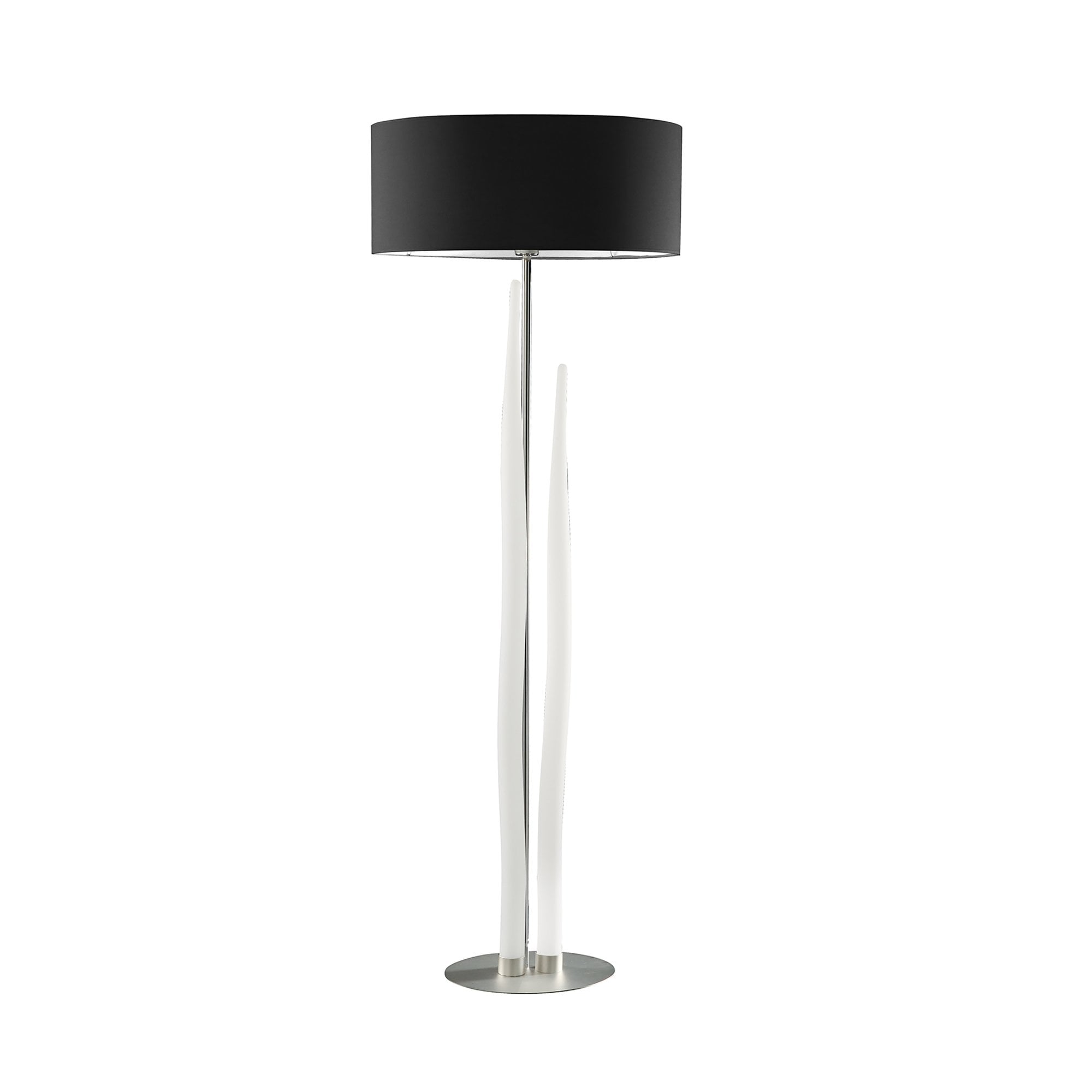 M1687 Estalacta Floor Lamp 3 Light GU10 Indoor Silver/Opal White Black Shade