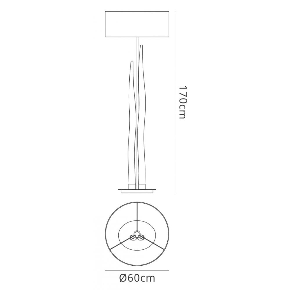 M1687 Estalacta Floor Lamp 3 Light GU10 Indoor Silver/Opal White Black Shade