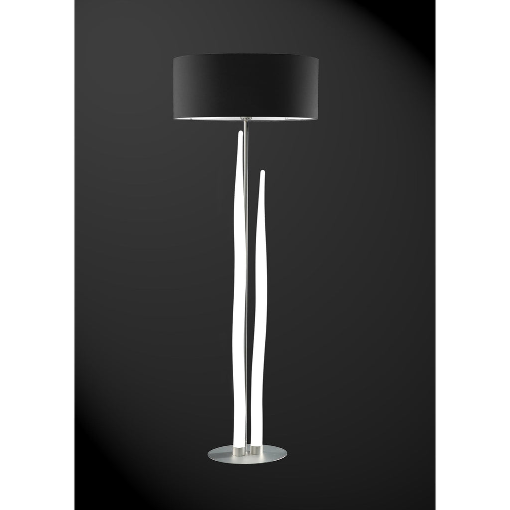 M1687 Estalacta Floor Lamp 3 Light GU10 Indoor Silver/Opal White Black Shade