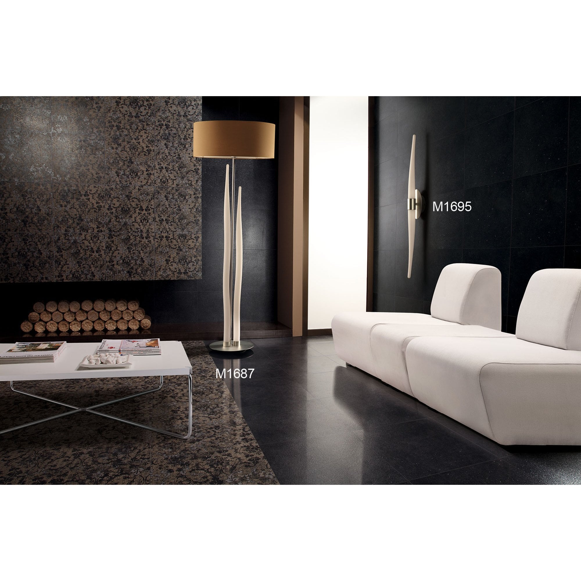 M1693 Estalacta Wall Lamp 1 Light GU10 Indoor/Outdoor Silver/Opal White