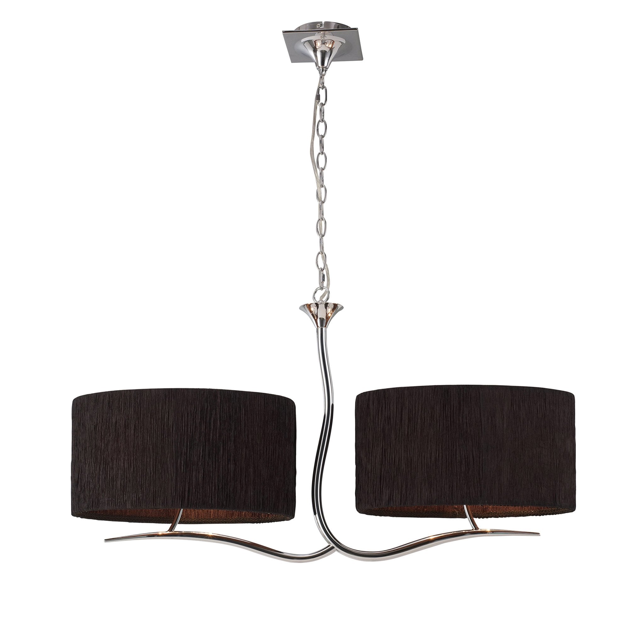 M1130/BS Eve Linear Pendant 2 Arm 4 Light E27 Polished Chrome Black Oval Shades