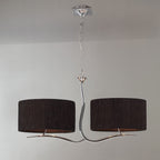M1130/BS Eve Linear Pendant 2 Arm 4 Light E27 Polished Chrome Black Oval Shades