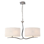 M1130 Eve Linear Pendant 2 Arm 4 Light E27 Polished Chrome White Oval Shades