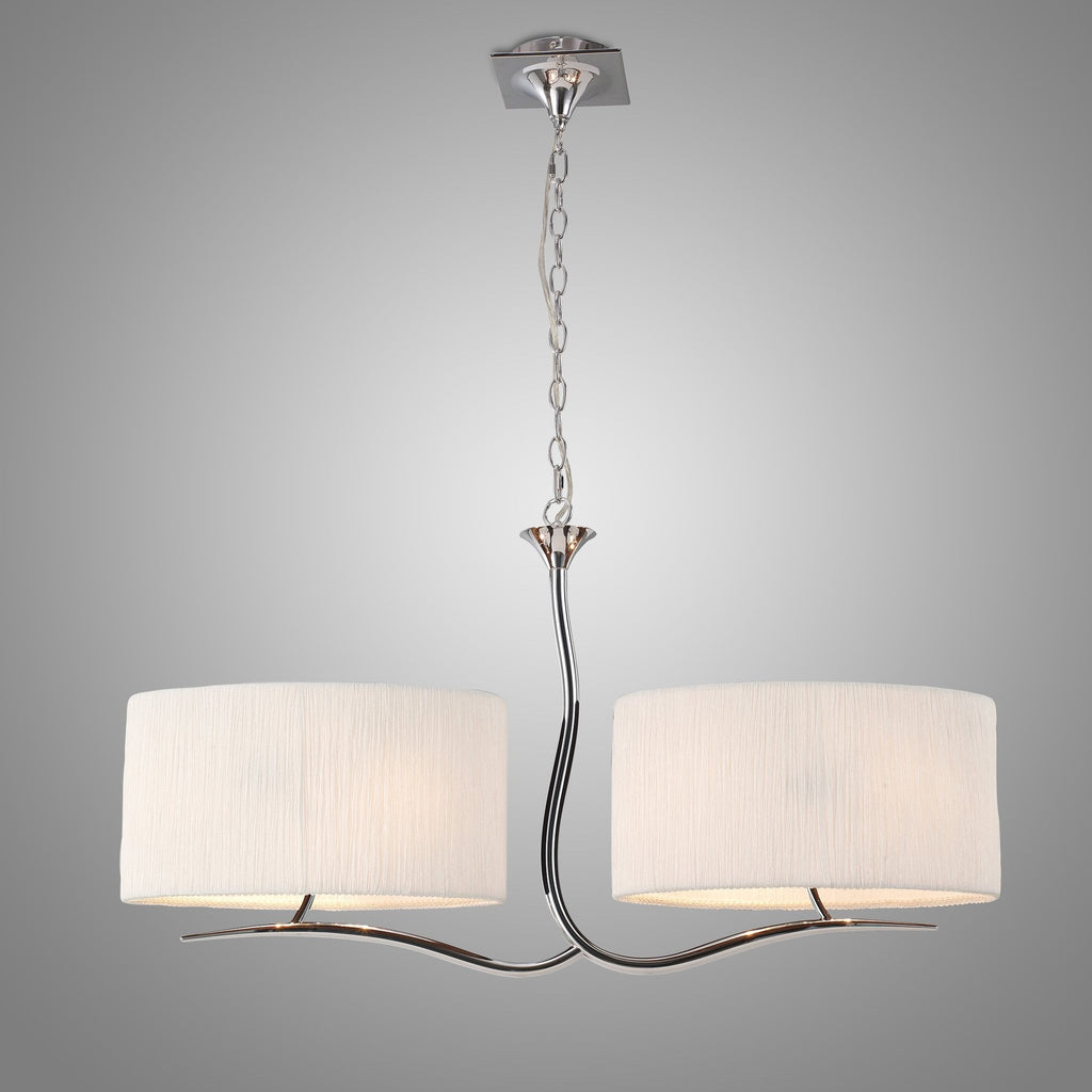 M1130 Eve Linear Pendant 2 Arm 4 Light E27 Polished Chrome White Oval Shades