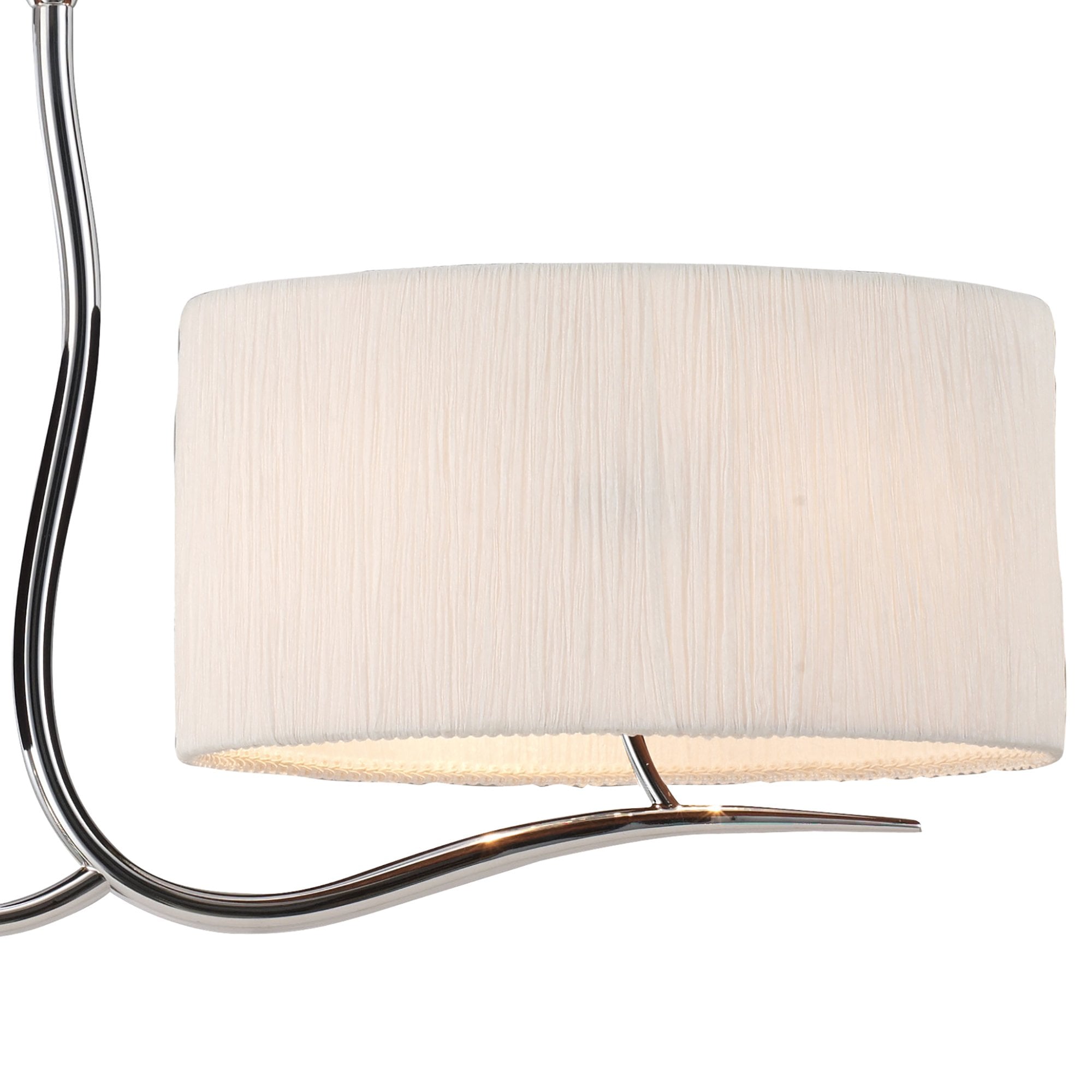 M1130 Eve Linear Pendant 2 Arm 4 Light E27 Polished Chrome White Oval Shades