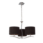 M1131/BS Eve Pendant 3 Light E27 Polished Chrome Black Round Shades