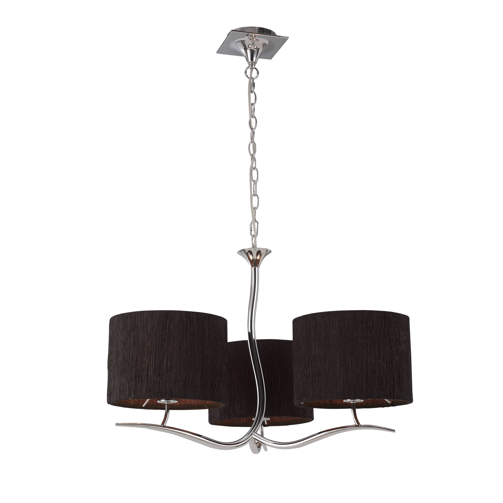 M1131/BS Eve Pendant 3 Light E27 Polished Chrome Black Round Shades