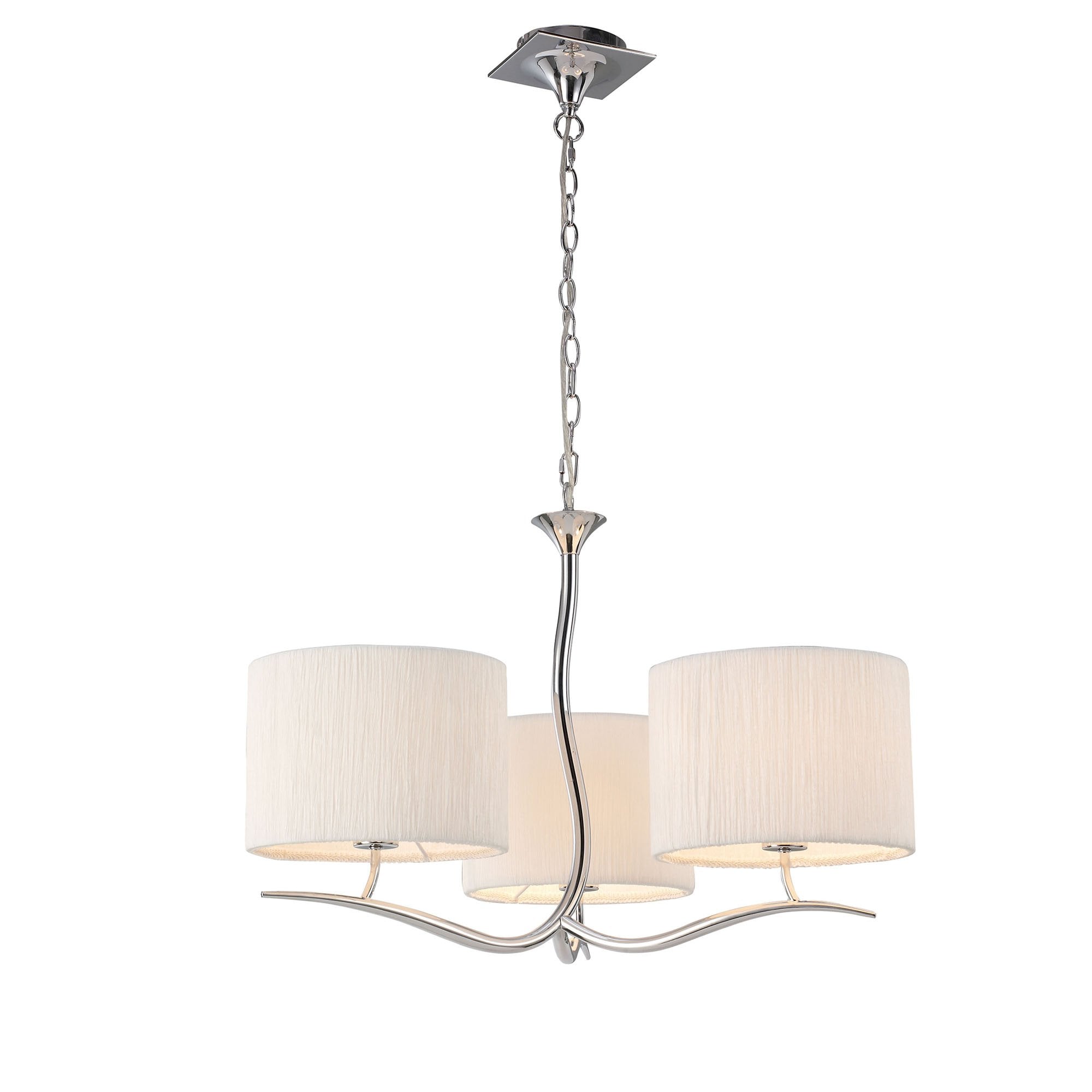 M1131 Eve Pendant 3 Light E27 Polished Chrome White Round Shade