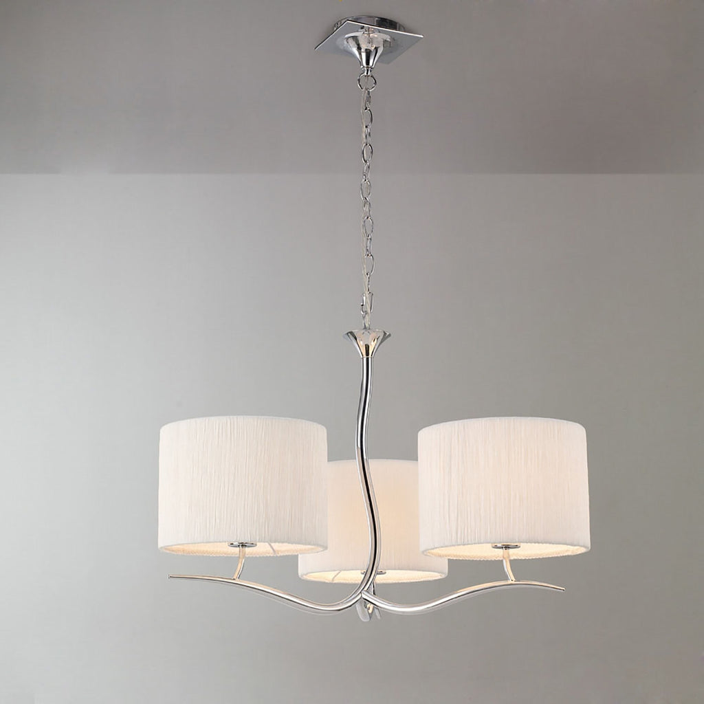 M1131 Eve Pendant 3 Light E27 Polished Chrome White Round Shade