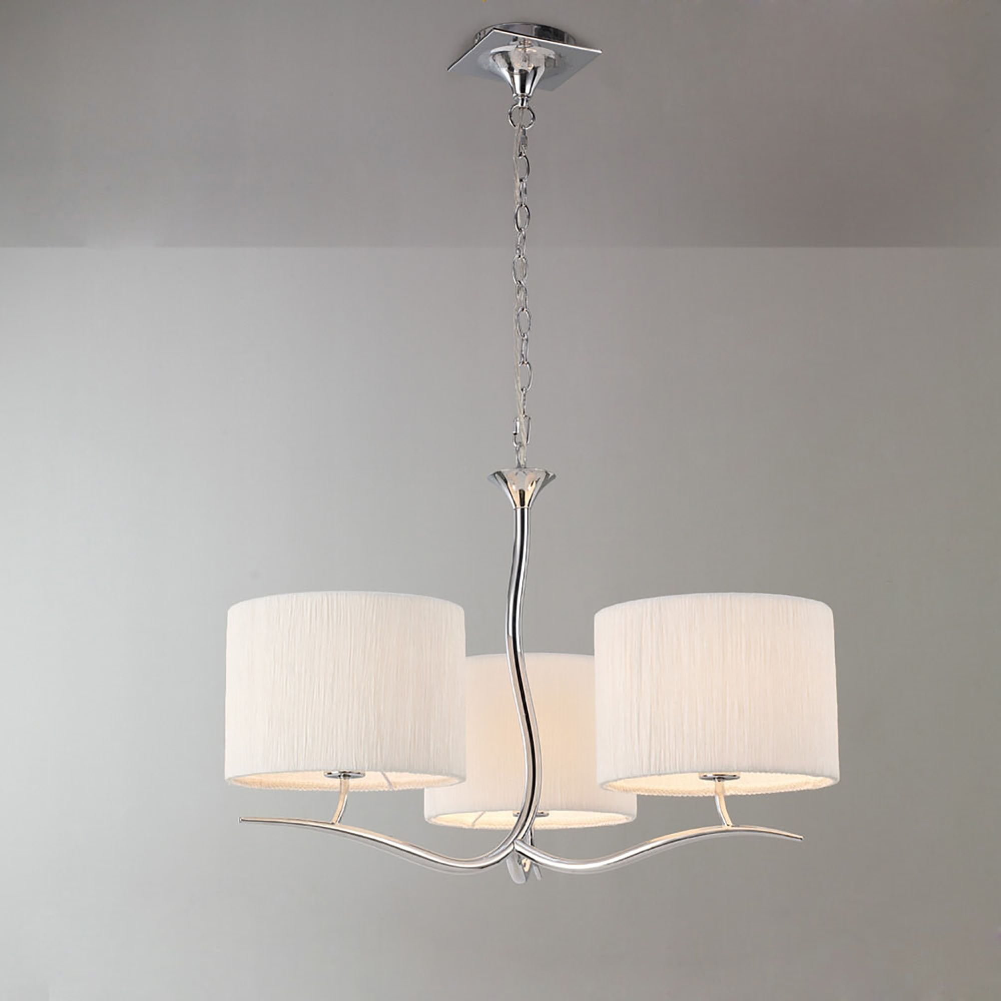 M1131 Eve Pendant 3 Light E27 Polished Chrome White Round Shade