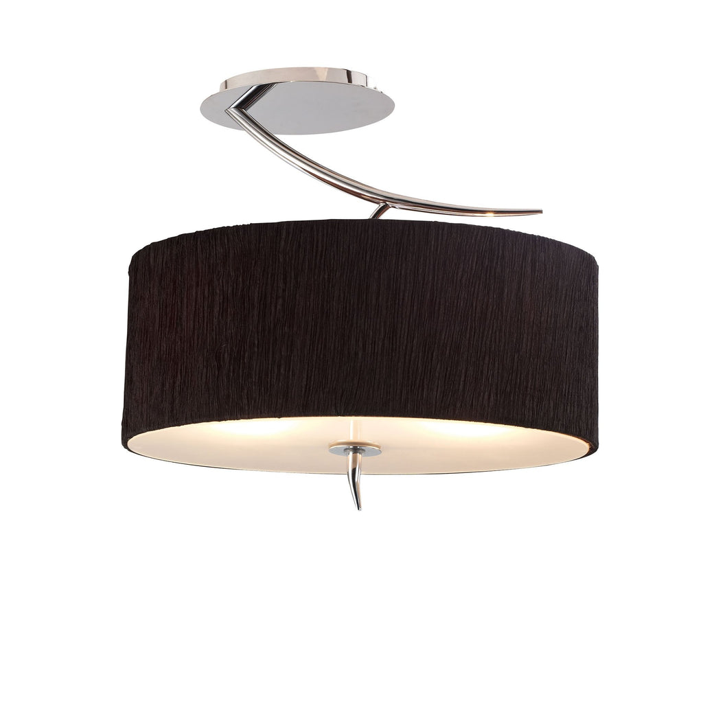 M1132/BS Eve Semi Flush 2 Light E27 Polished Chrome Black Oval Shade