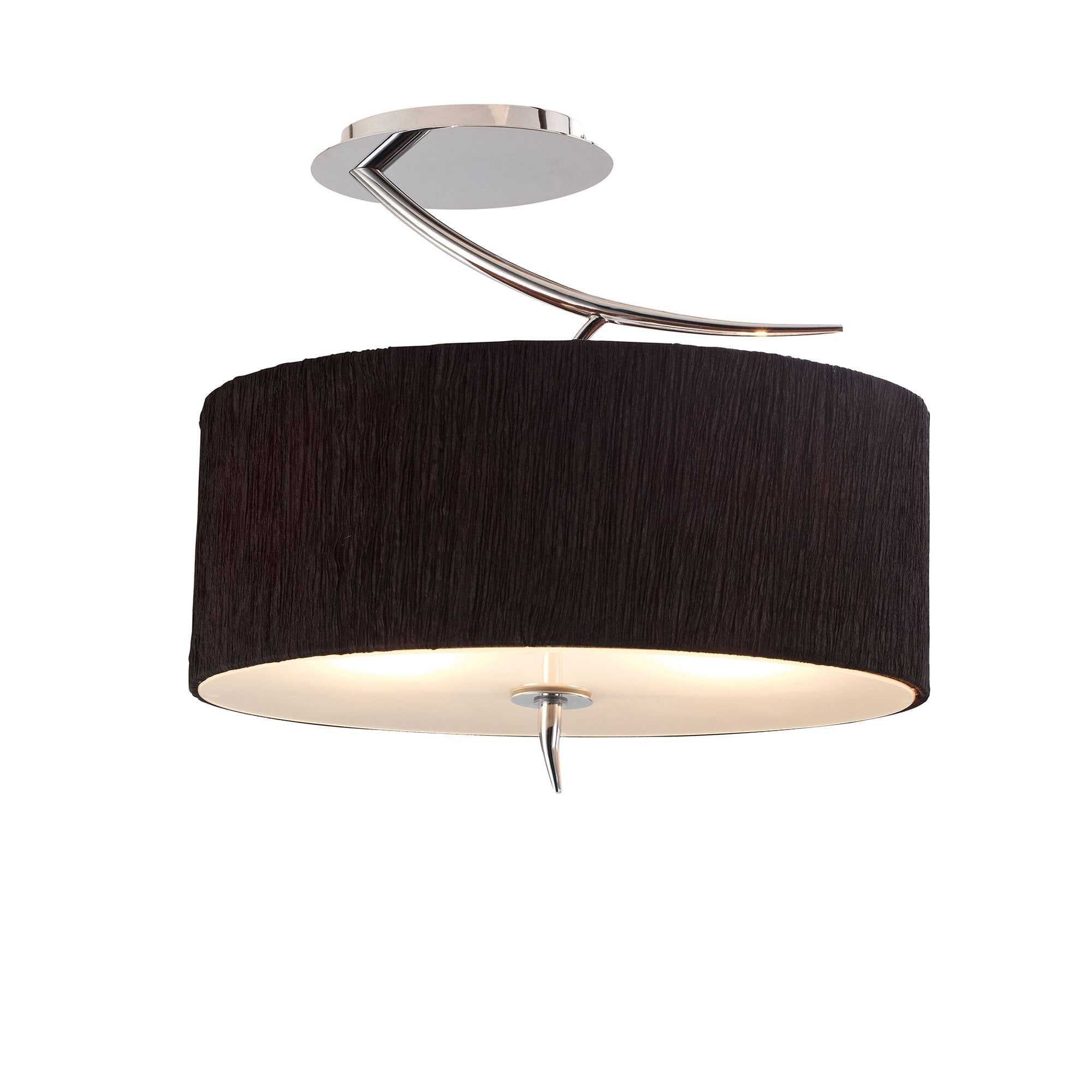 M1132/BS Eve Semi Flush 2 Light E27 Polished Chrome Black Oval Shade
