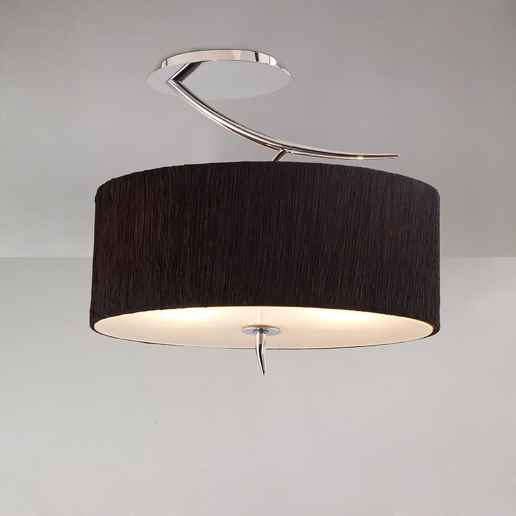 M1132/BS Eve Semi Flush 2 Light E27 Polished Chrome Black Oval Shade