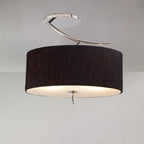 M1132/BS Eve Semi Flush 2 Light E27 Polished Chrome Black Oval Shade
