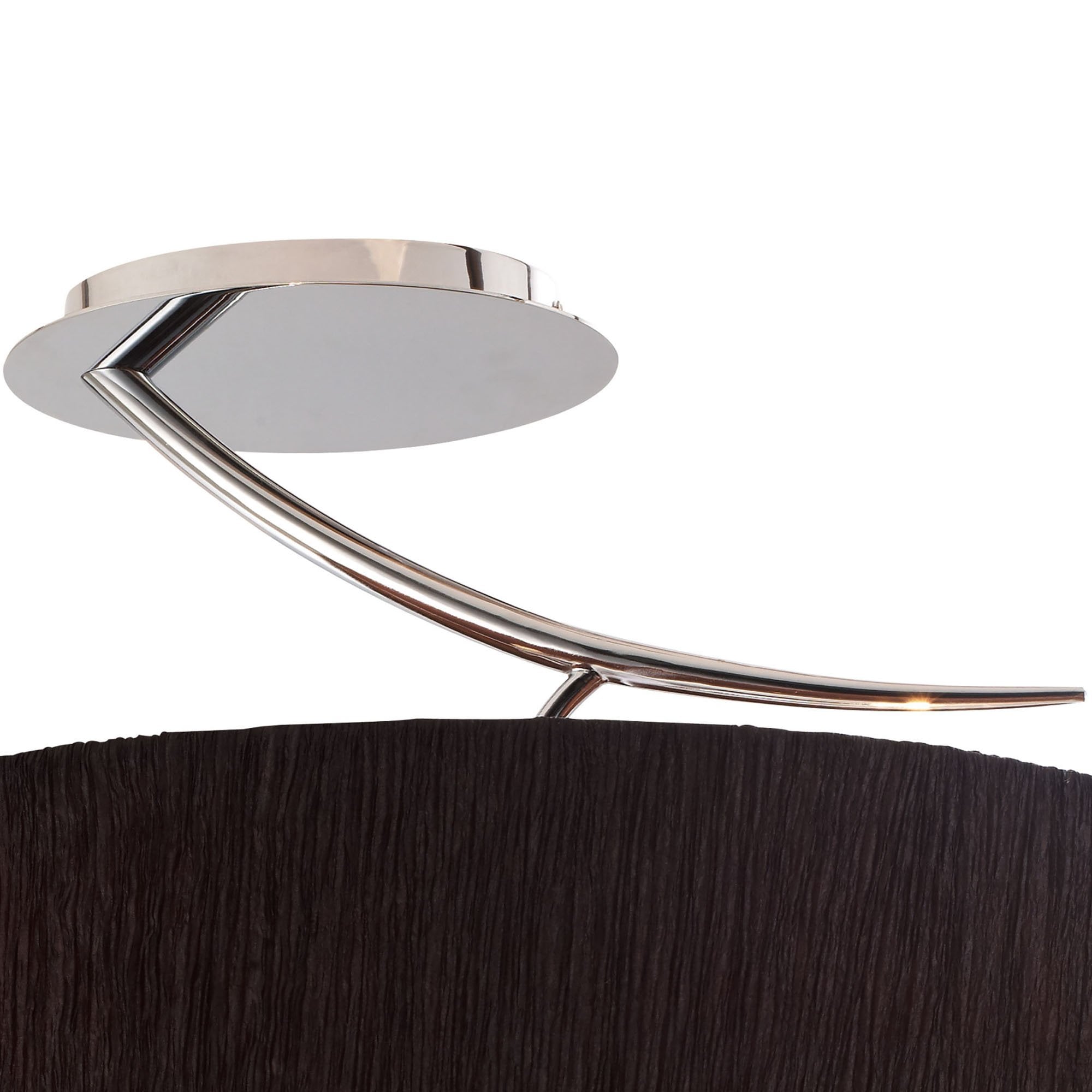 M1132/BS Eve Semi Flush 2 Light E27 Polished Chrome Black Oval Shade