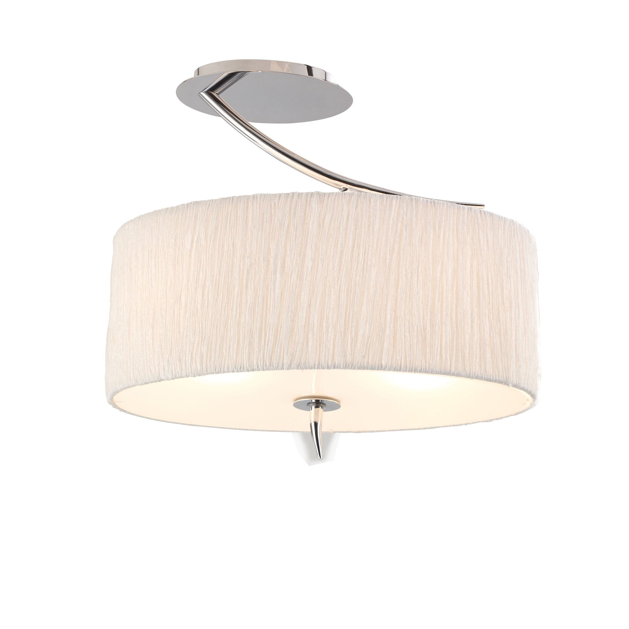 M1132 Eve Semi Flush 2 Light E27 Polished Chrome White Oval Shade (S)