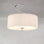 M1132 Eve Semi Flush 2 Light E27 Polished Chrome White Oval Shade (S)