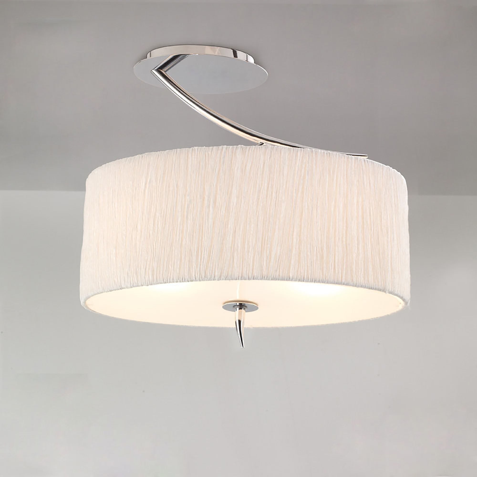 M1132 Eve Semi Flush 2 Light E27 Polished Chrome White Oval Shade (S)