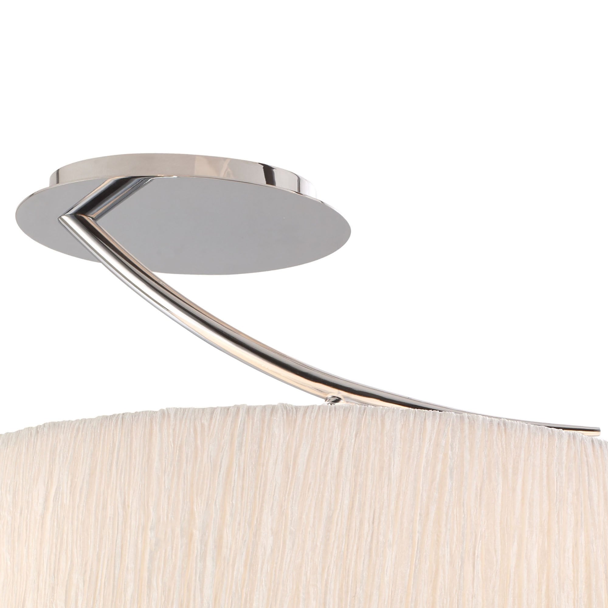 M1132 Eve Semi Flush 2 Light E27 Polished Chrome White Oval Shade (S)