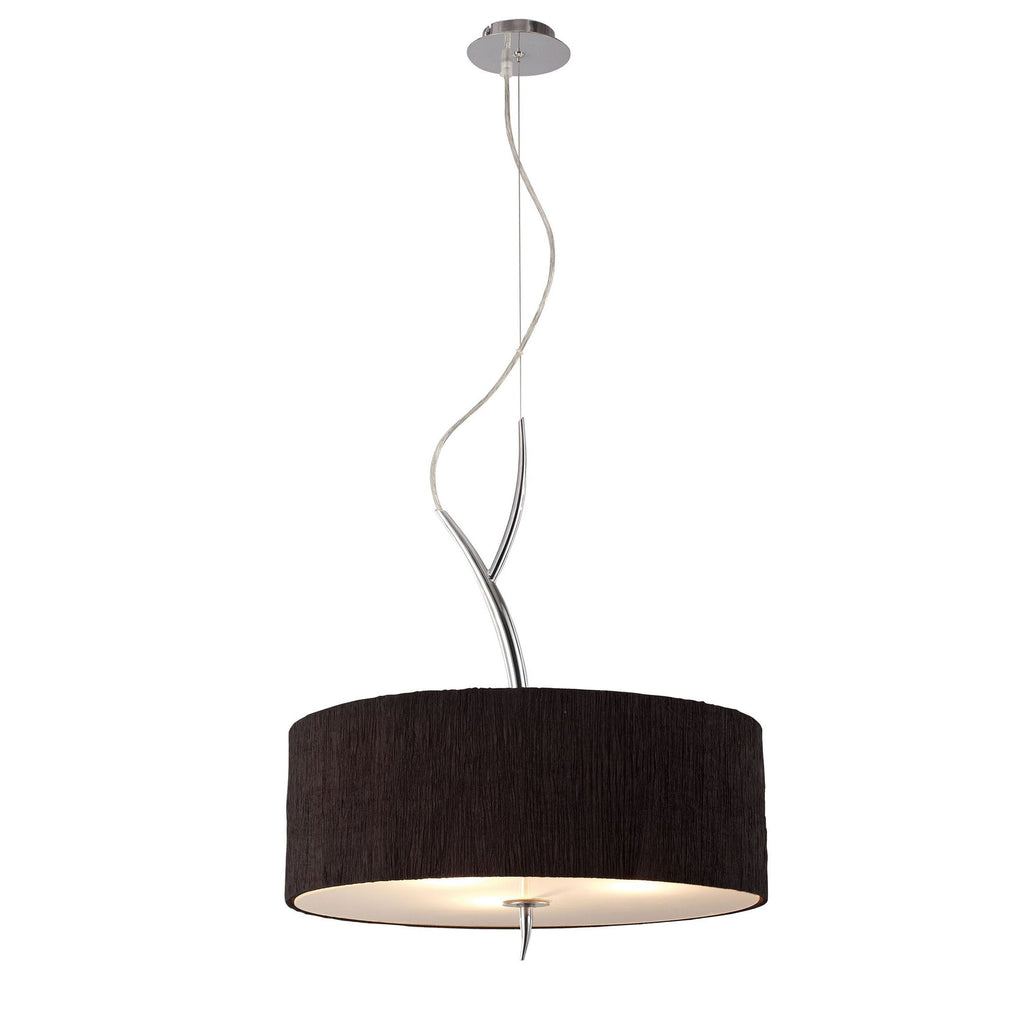 M1133/BS Eve Pendant 3 Light E27 Polished Chrome Black Round Shade