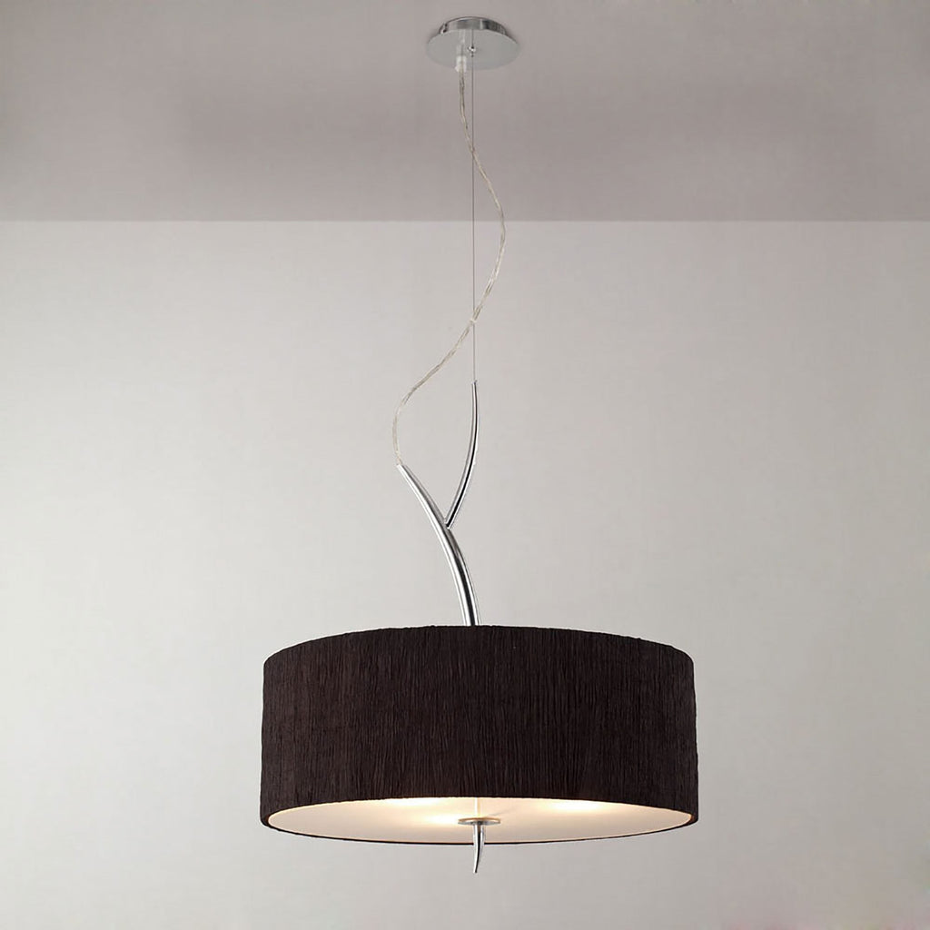 M1133/BS Eve Pendant 3 Light E27 Polished Chrome Black Round Shade