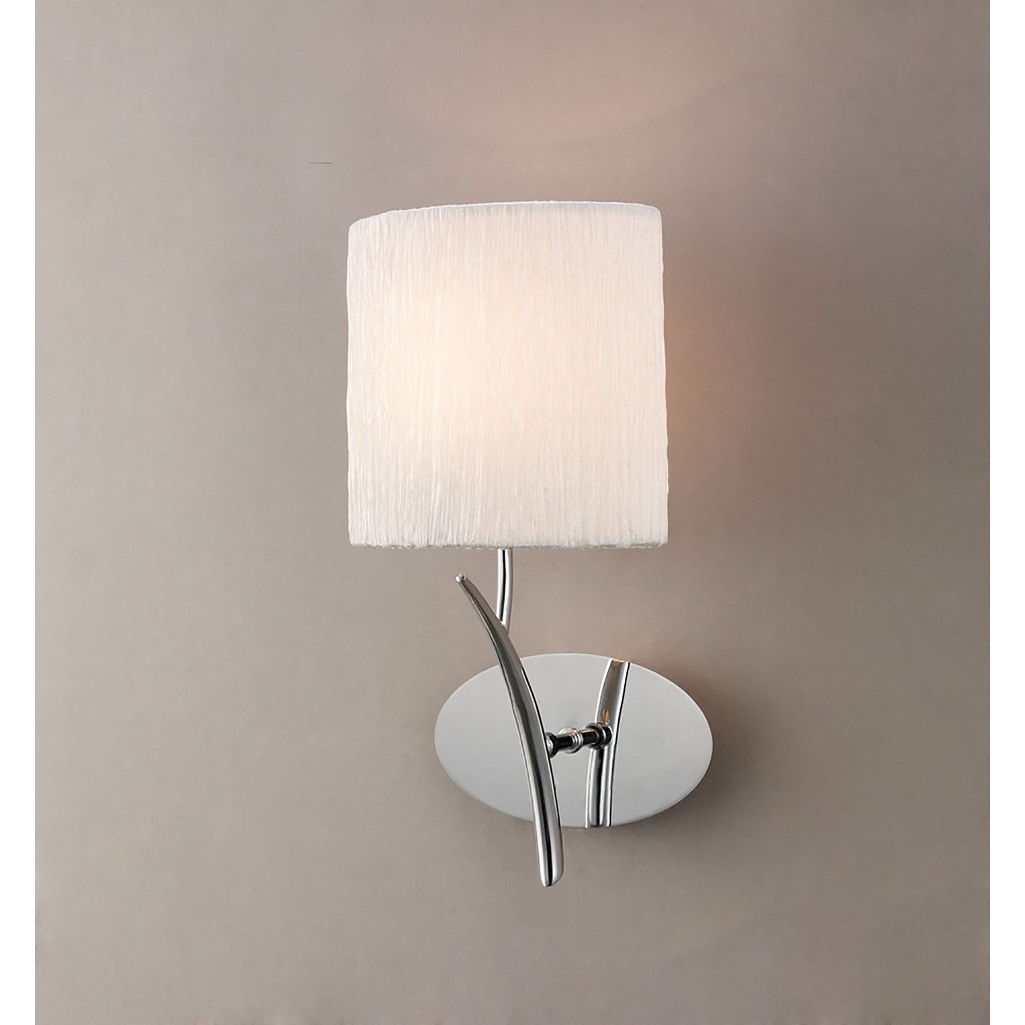M1134/S Eve Wall Lamp Switched 1 Light E27 Polished Chrome White Oval Shade