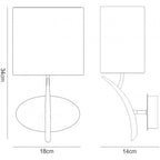 M1134 Eve Wall Lamp 1 Light E27 Polished Chrome White Oval Shade