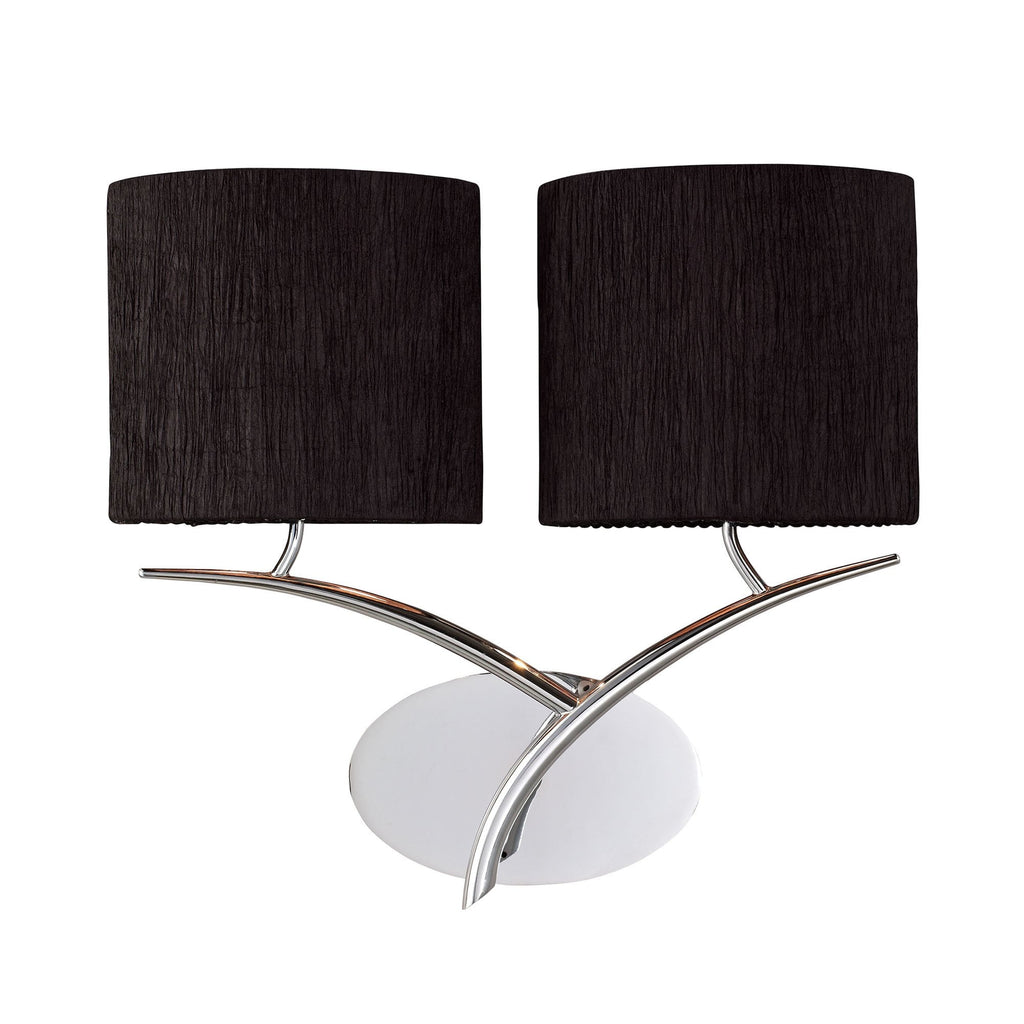 M1135/BS Eve Wall Lamp 2 Light E27 Polished Chrome Black Oval Shades