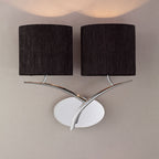 M1135/S/BS Eve Wall Lamp Switched 2 Light E27 Polished Chrome Black Oval Shades