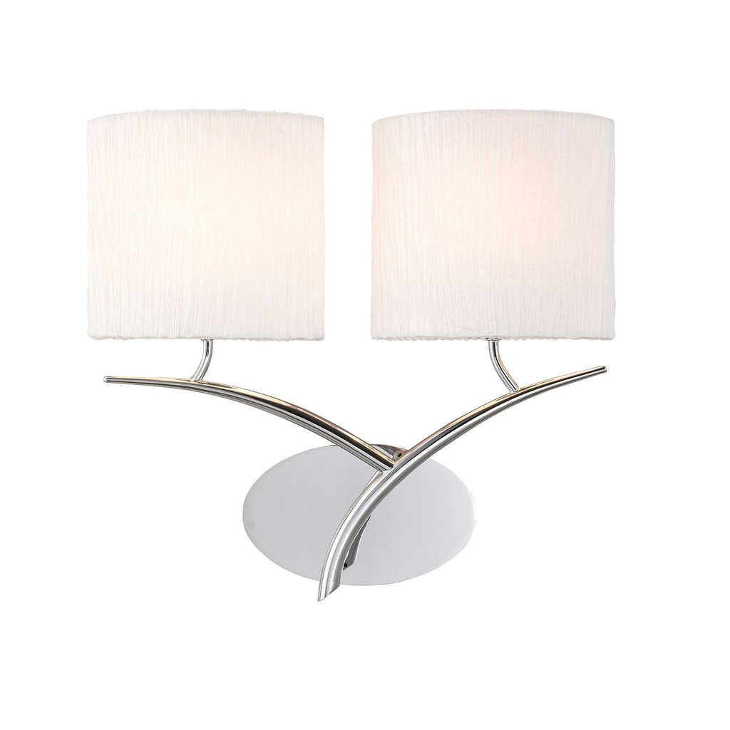 M1135/S Eve Wall Lamp Switched 2 Light E27 Polished Chrome White Oval Shades