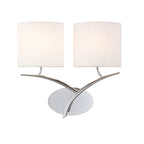 M1135/S Eve Wall Lamp Switched 2 Light E27 Polished Chrome White Oval Shades